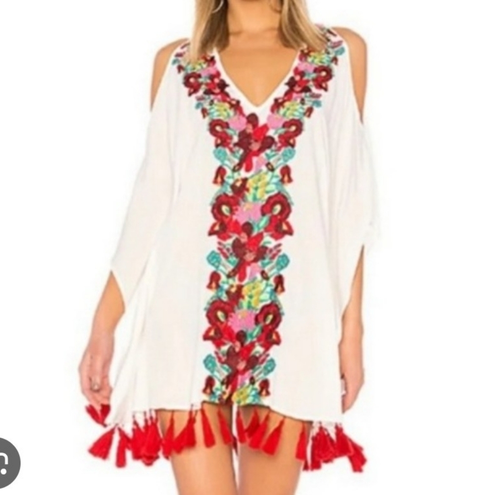 Show Me Your Mumu Jaden Floral Embroidered Tunic Swim Coverup Dress Medium